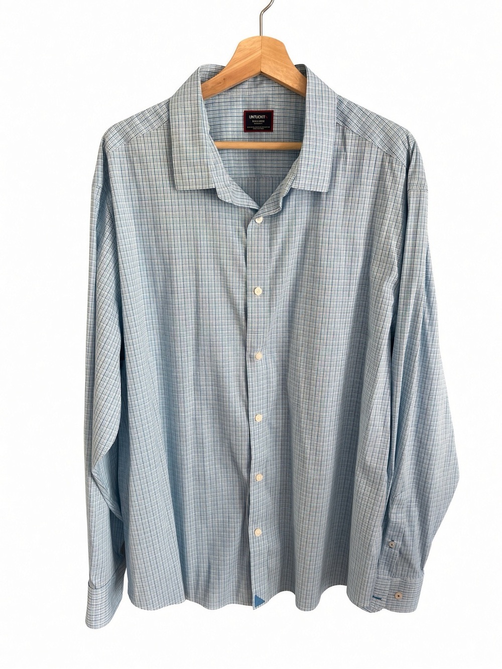 Untuckit Brand Light Blue Plaid Men’s Button-Up Shirt XXXL Like New